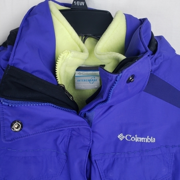 Columbia 3 in 1 Purple/Lime Green Interchangeable Coat with Detachable Hood Sz M - Picture 3 of 16